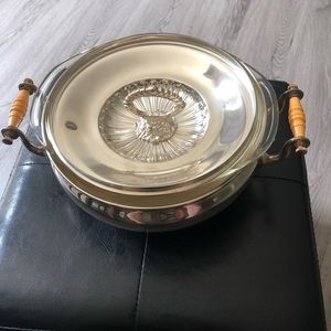SILVER SERVING PIECE W/ REMOVABLE PYREX INNER BOWL